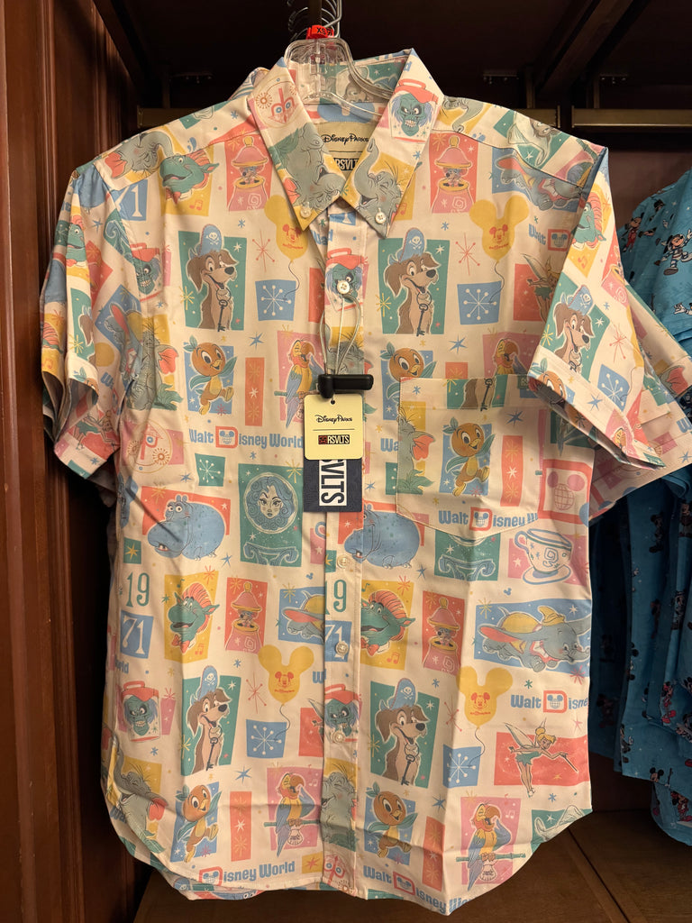 disney dress shirt Disney Parks X RSVLTS Magic Kingdom Icon Characters Button Up Shirt 2026 XS