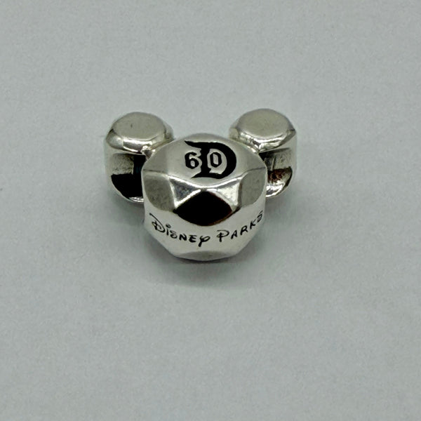 Disney Parks Pandora Charm Disneyland 60th Mickey Mouse Icon Silver