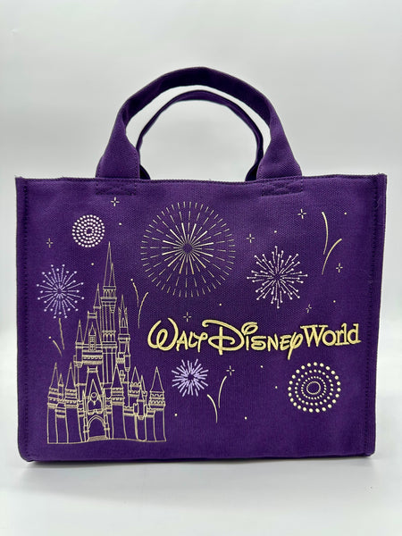 Disney Parks Walt Disney World Cinderella Castle Purple Canvas Bag NWT 2025