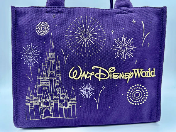 Disney Parks Walt Disney World Cinderella Castle Purple Canvas Bag NWT 2025