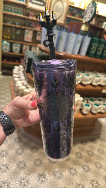Disney Parks Starbucks Haunted Mansion Tumbler 2026 Acrylic with Straw