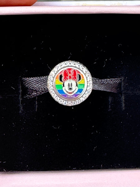 Disney Parks Pandora Mickey Minnie Rainbow Button Charm Pride NIB Exclusive 2024 WDW DL