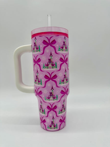 Disney Parks Castle Ribbon Bow Stainless Steel Tumbler 2025