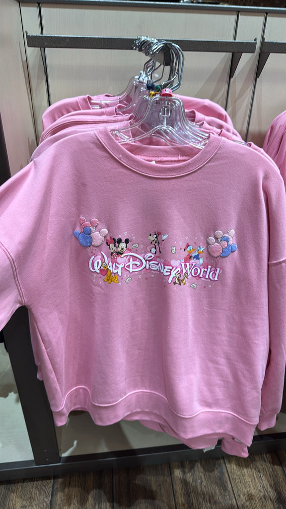Disney Parks Pink Valentines Day Crewneck Sweatshirt WDW 2026