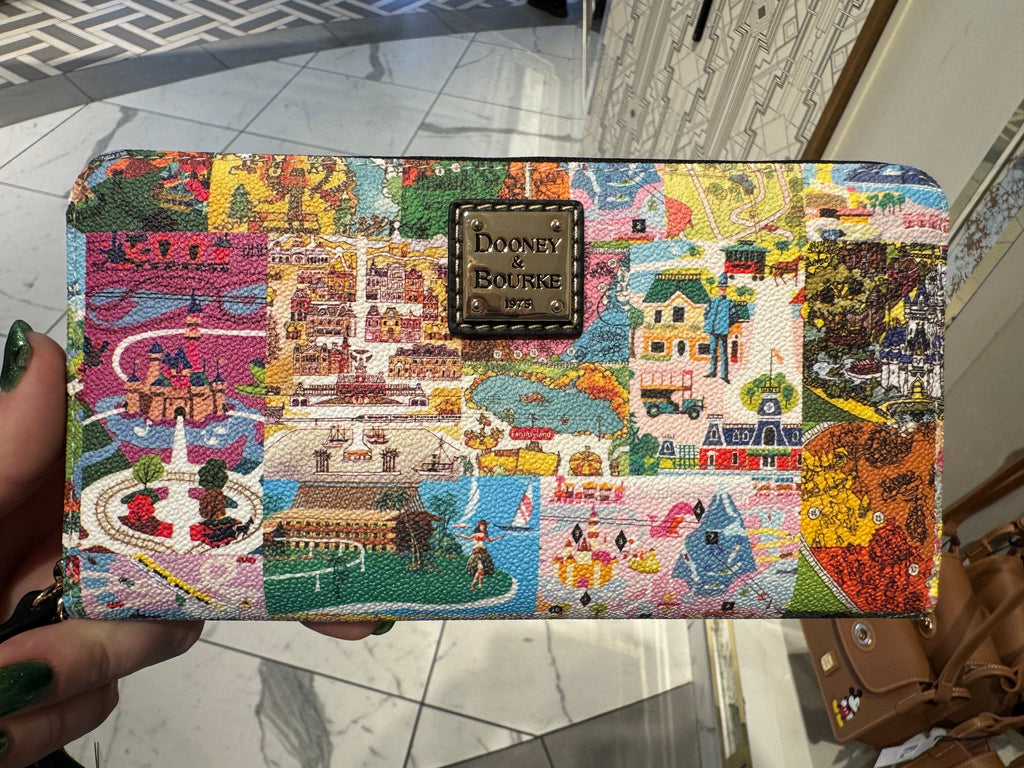 Disney Dooney & Bourke Vintage Park Maps Wristlet Wallet 2026 NWT