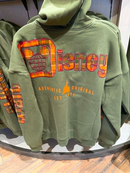 Disney Parks Green Fall Autumn Plaid Zip Hoodie 2026 Walt Disney World ADULT