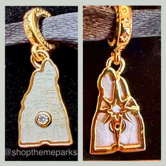 Disney Parks Pandora Disneyland Castle Dangle Charm 70th Anniversary Exclusive Mother of Pearl