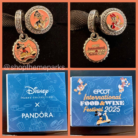 Disney Parks Pandora Epcot Food & Wine Festival Charm Set Daisy Donald Mickey 2025 2 charm Set