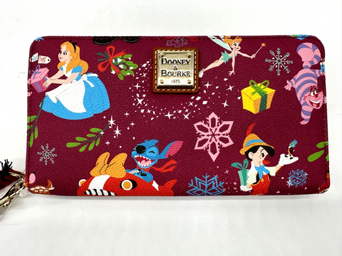 Disney Dooney and Bourke Christmas Classics Wallet Wristlet Alice Tinker Bell B