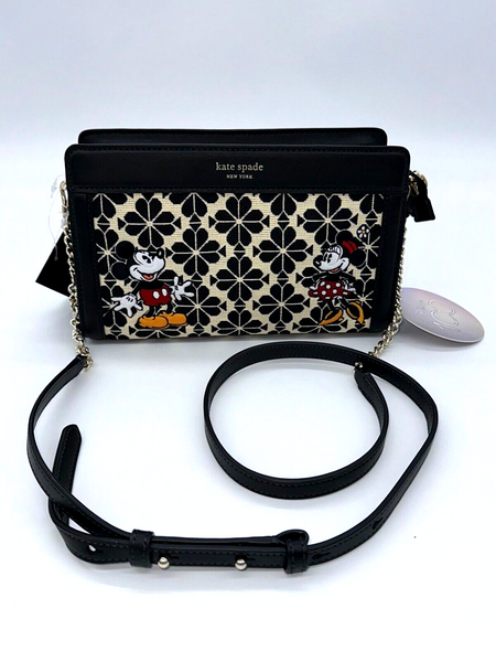 Disney X Kate Spade Mickey Minnie Mouse Flower Jacquard Medium Crossbody 100 NWT
