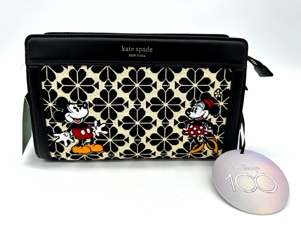Disney X Kate Spade Mickey Minnie Mouse Flower Jacquard Medium Crossbody 100 NWT