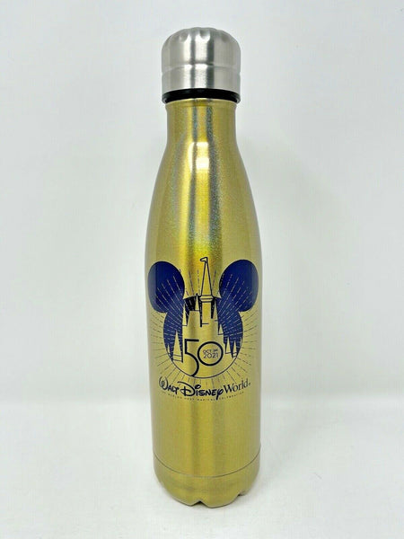 Disney Parks WDW 50th Anniversary Oct 1st 2021 Gold Water Bottle Tumbler Day of