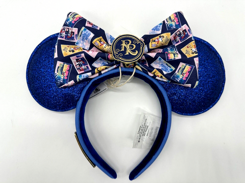 Disney Parks Riviera Resort Minnie Mouse Ears Headband DVC Blue Glitter Postcard