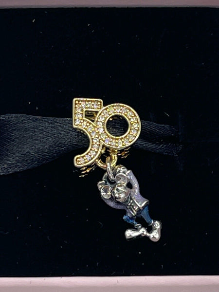 Disney Parks Pandora WDW 50th Anniversary Mickey Mouse Dangle Charm Gold 2021