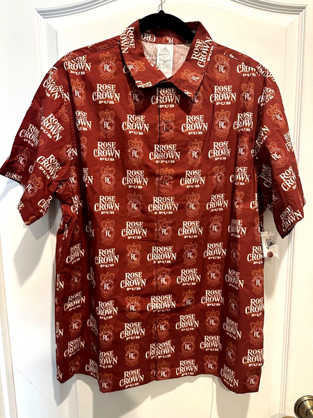 Disney Parks Epcot Rose and Crown Pub Button Up Shirt XL Camp United Kingdom UK