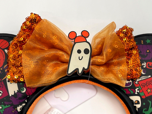 Disney Parks Halloween Minnie Mickey Mouse Ears Headband Ghost Glow in the Dark