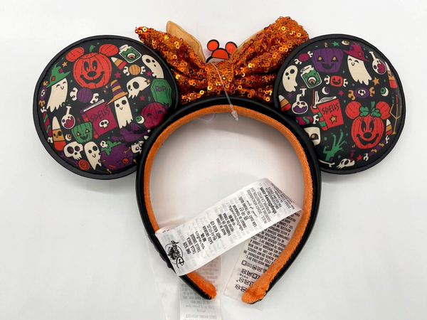 Disney Parks Halloween Minnie Mickey Mouse Ears Headband Ghost Glow in the Dark