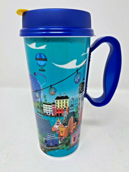 Disney Parks WDW 50th Anniversary Resort Refillable Mug Blue Lid Mickey Minnie