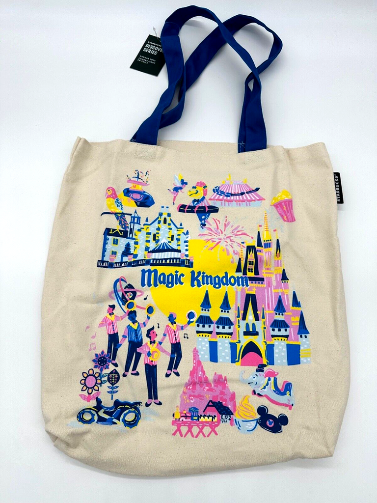 disney travel cosmetic pouch bag storage zippered canvas tot Disney Parks Starbucks Magic Kingdom Discovery Series Canvas Tote Bag – Shop Theme Parks