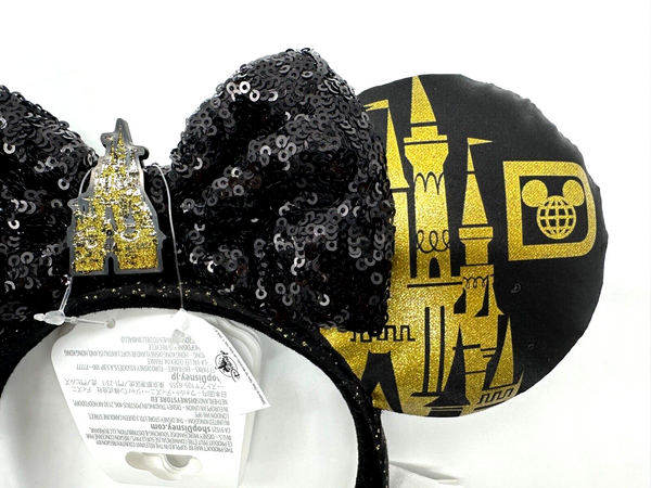 Disney Parks WDW Cinderella Castle Black Gold Minnie Mouse Ears Headband 2024