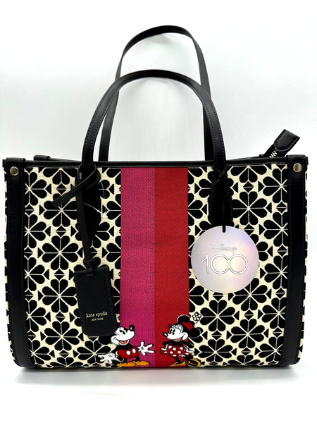 Disney X Kate Spade Mickey Minnie Mouse Flower Jacquard Tote Bag Medium 100 NWT