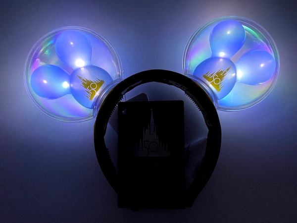 Disney Parks WDW 50th Anniversary Light Up Balloons Minnie Mouse Ears Headband