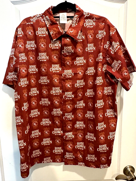 Disney Parks Epcot Rose and Crown Pub Button Up Shirt 2XL XXL Camp United Kingdom World Showcase