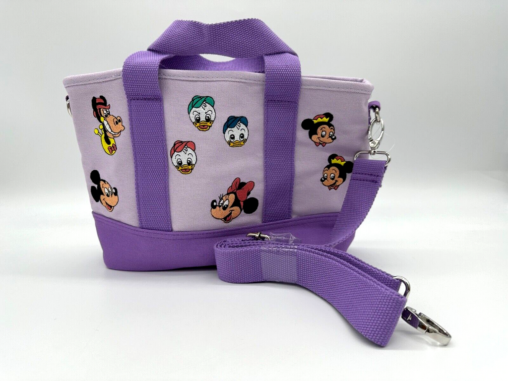 Disney Parks Mickey Minnie Donald & Friends Purple Mini Crossbody Tote Bag NWT