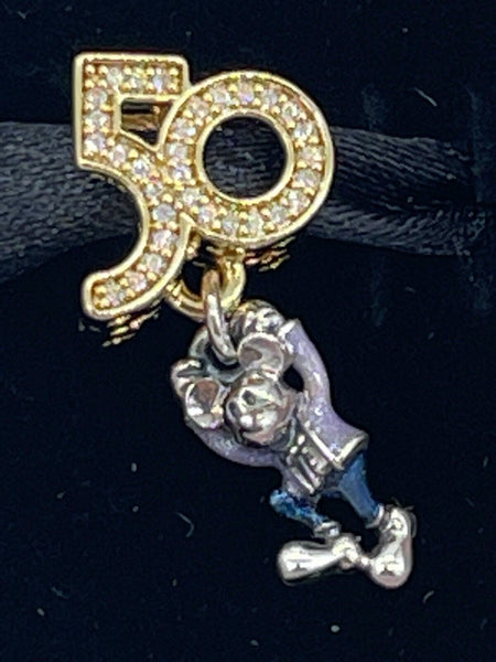 Disney Parks Pandora WDW 50th Anniversary Mickey Mouse Dangle Charm Gold 2021