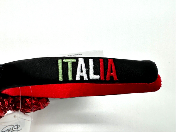 Disney Parks Epcot Italy Minnie Mouse Ears Headband Black Red Sequin NWT 2024