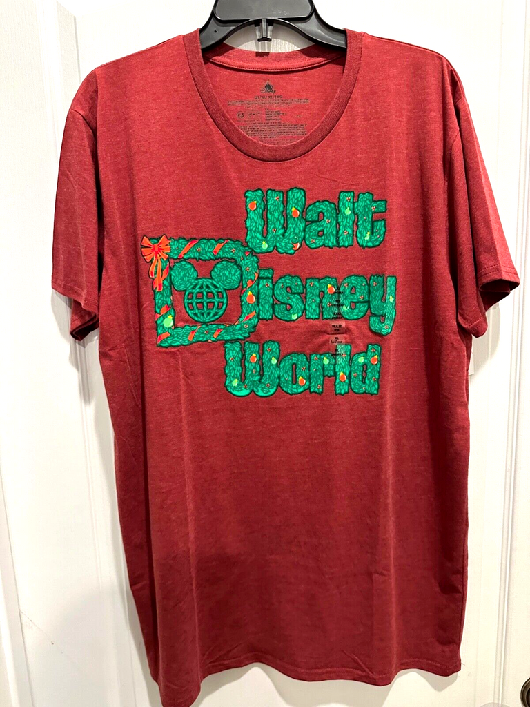 Disney Parks Walt Disney World Logo Holiday Christmas T Shirt XL WDW Holly Ivy