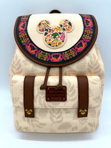 Disney Parks Animal Kingdom Loungefly Canvas Backpack Mickey Mouse Icon NWT 2023