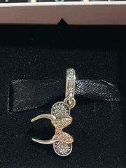 Disney Parks Pandora Charm Silver Dangle Minnie Ears Headband with Bow