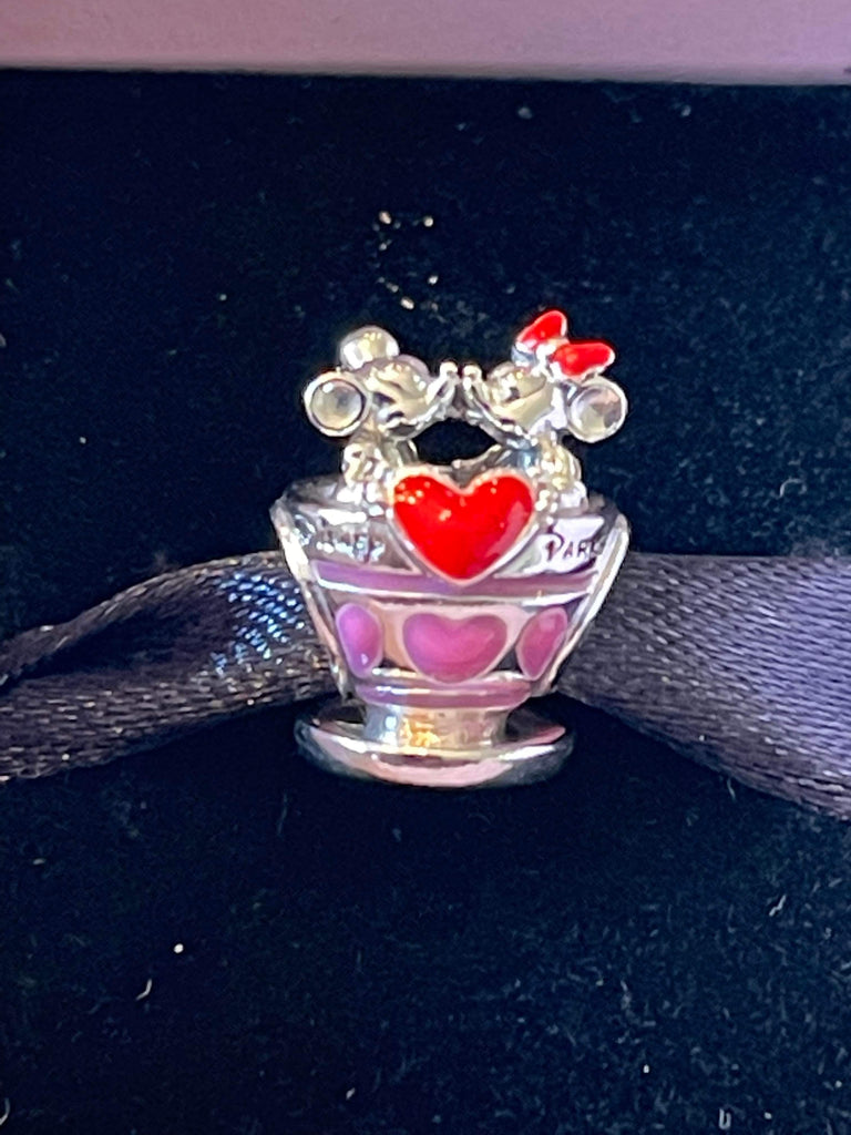 Disney Parks Pandora Teacup Mickey Minnie Valentines 2022 Charm Bead WDW DL